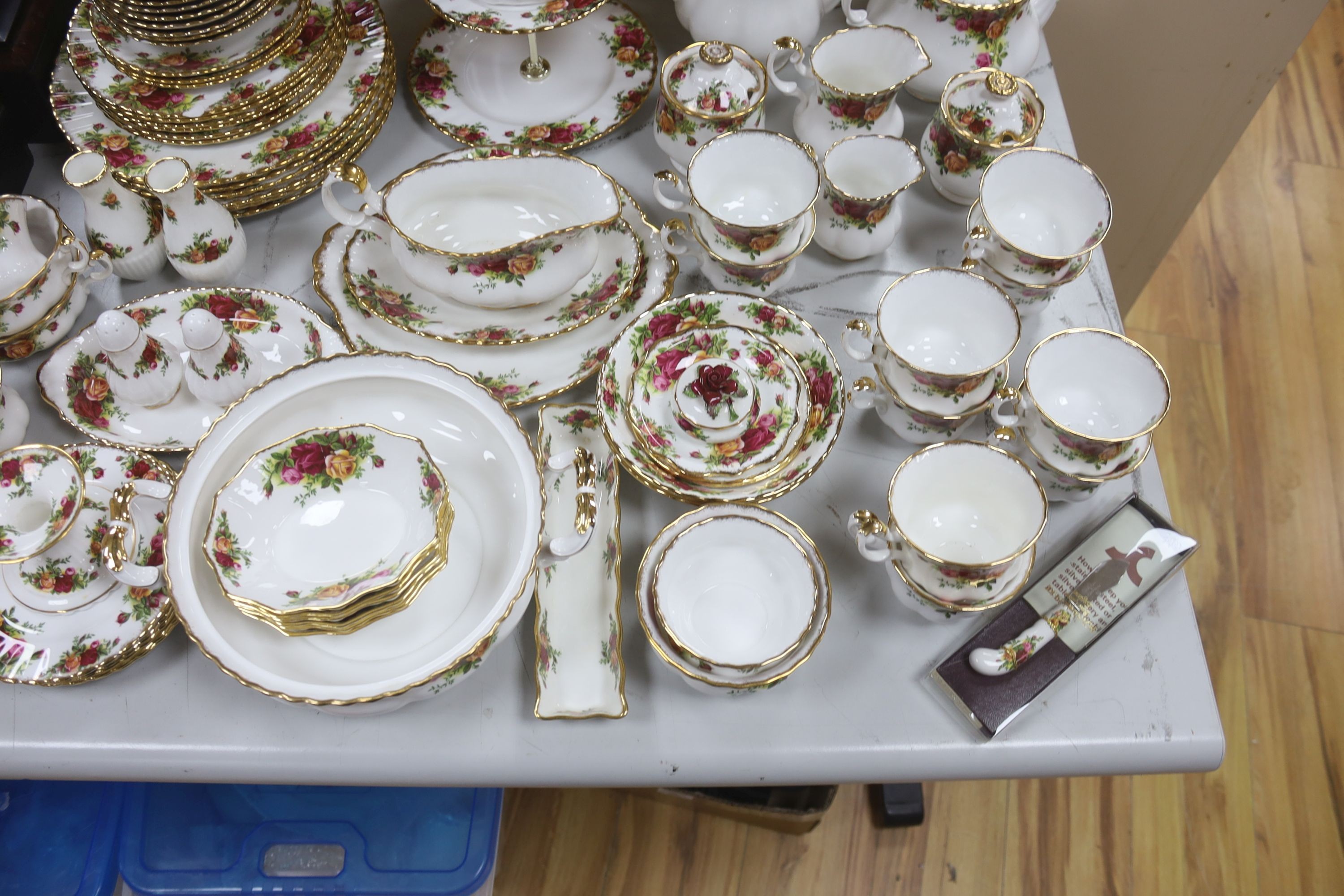 A Royal Albert Old Country Rose tea service, part coffee service and part dinner service